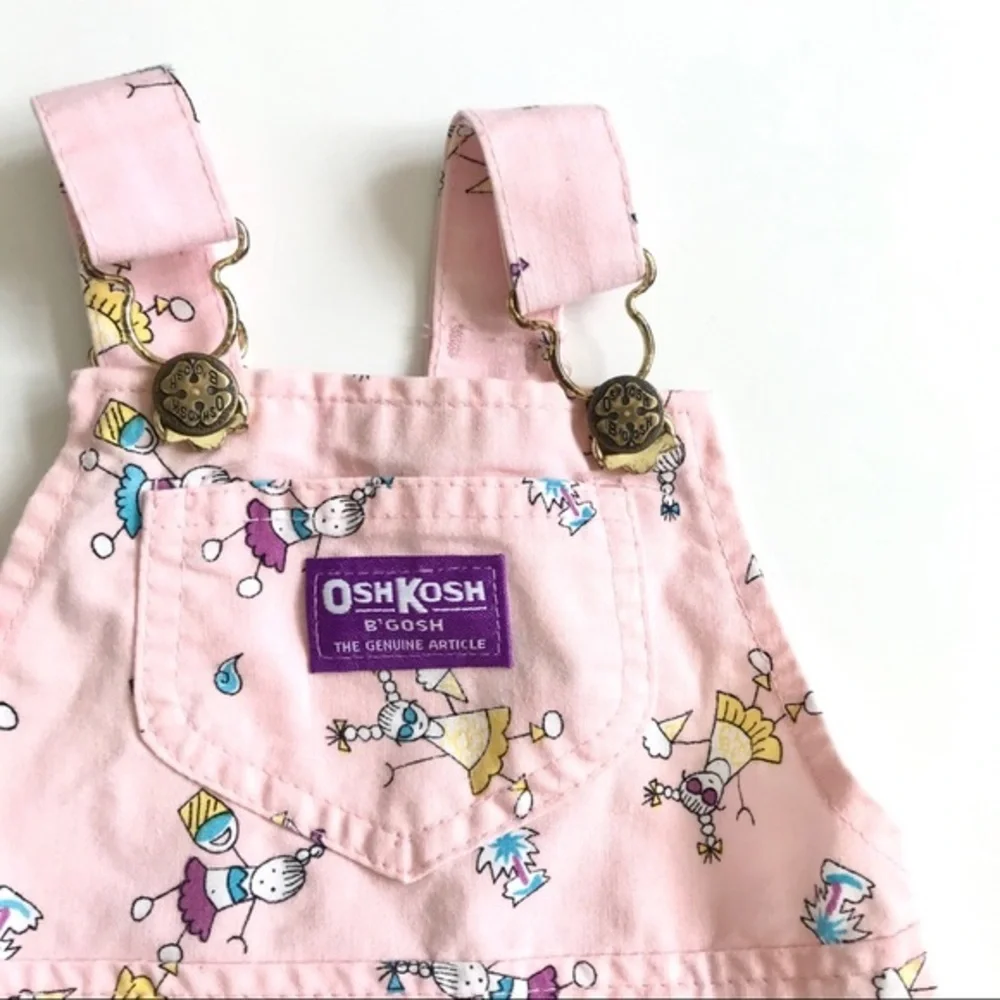 VTG Oshkosh pink beach girl denim dress jumper 2T